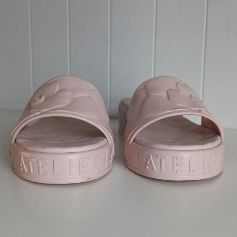 Valentino Garavani Pink Flower Slide Sandals. image 10