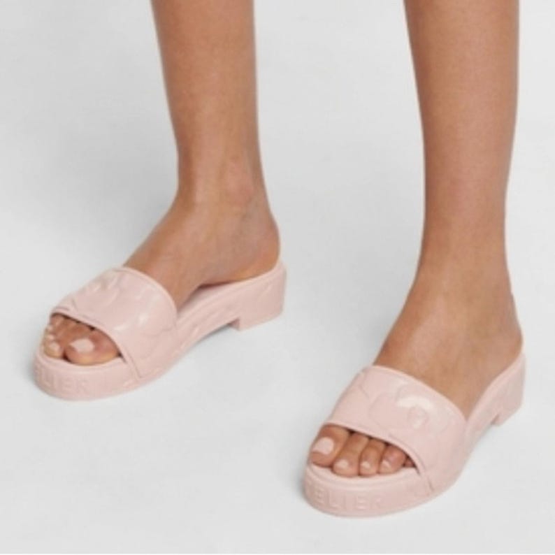 Valentino Garavani Pink Flower Slide Sandals. image 1