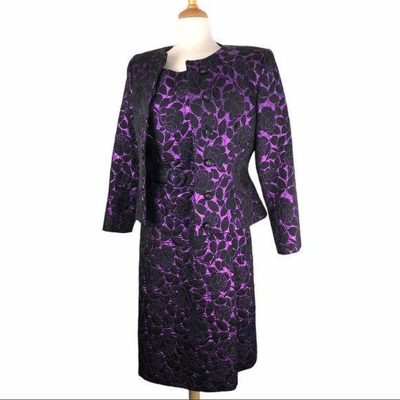 Vintage Scaasi Purple Brocade Dress & Jacket Set