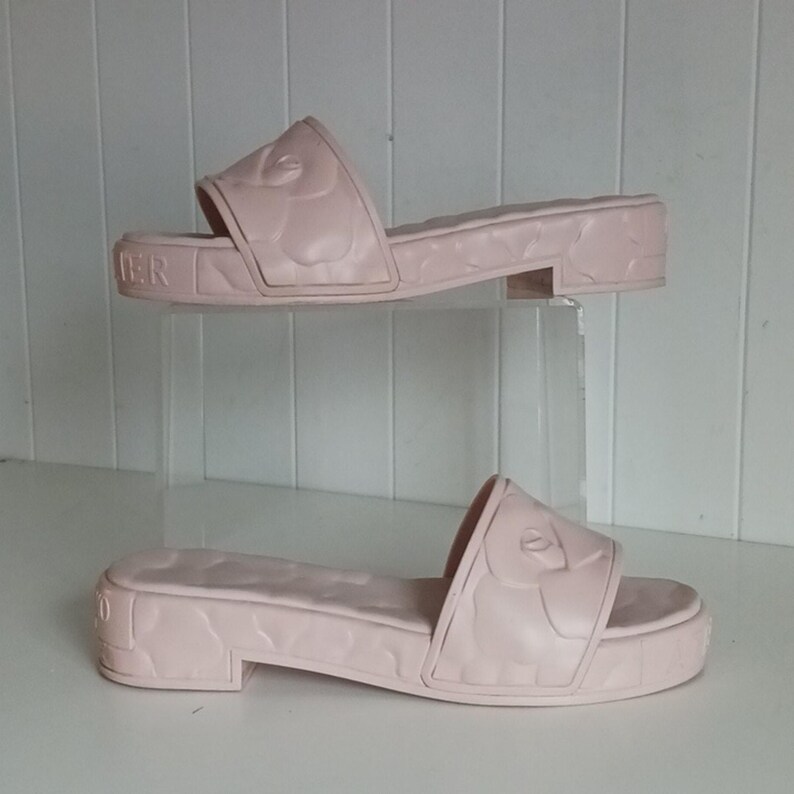 Valentino Garavani Pink Flower Slide Sandals. image 4