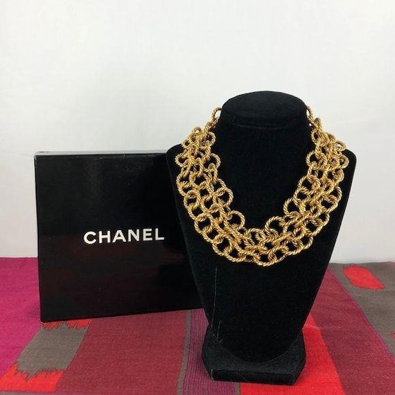 Vintage Chanel Triple Strand Chain Link Necklace