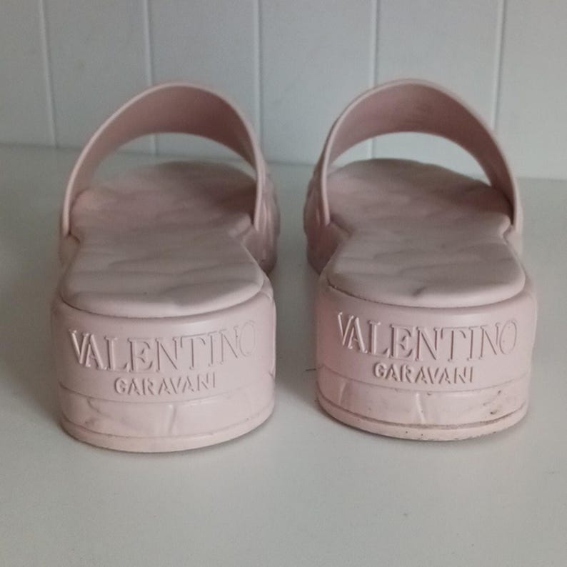 Valentino Garavani Pink Flower Slide Sandals. image 7