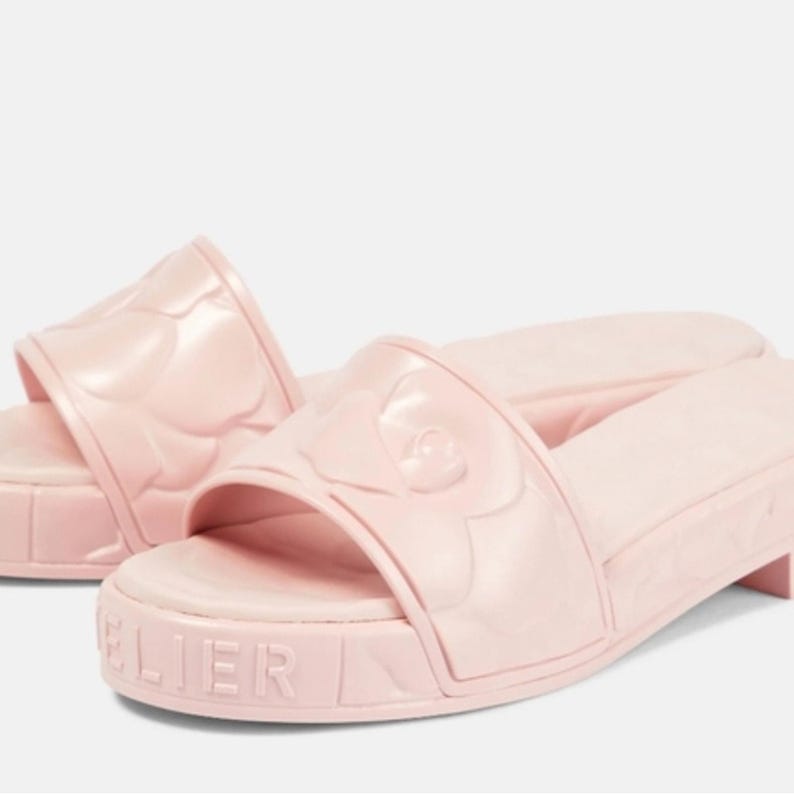 Valentino Garavani Pink Flower Slide Sandals. image 2