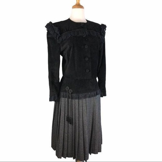 Vintage Peggy Jennings Suede/ Wool Skirt Suit