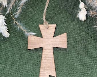 Wooden Cross Ornament - Christian Gift | Christmas Ornament