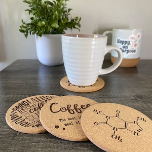 Coffee Themed Cork Coaster Set