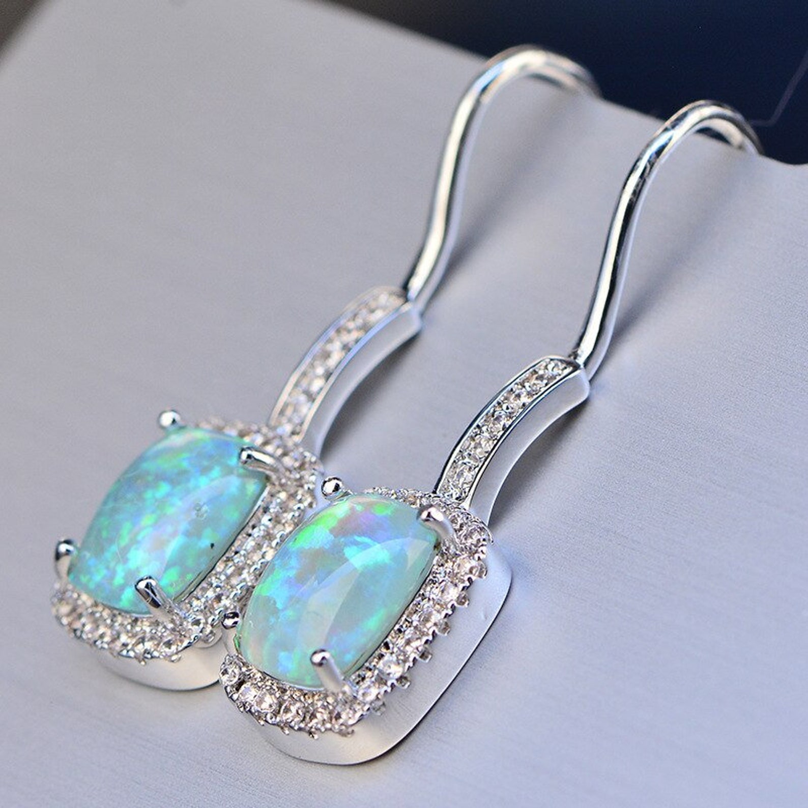 New Fashion Opal Women's Drop Earrings 8x6mm Square Etsy