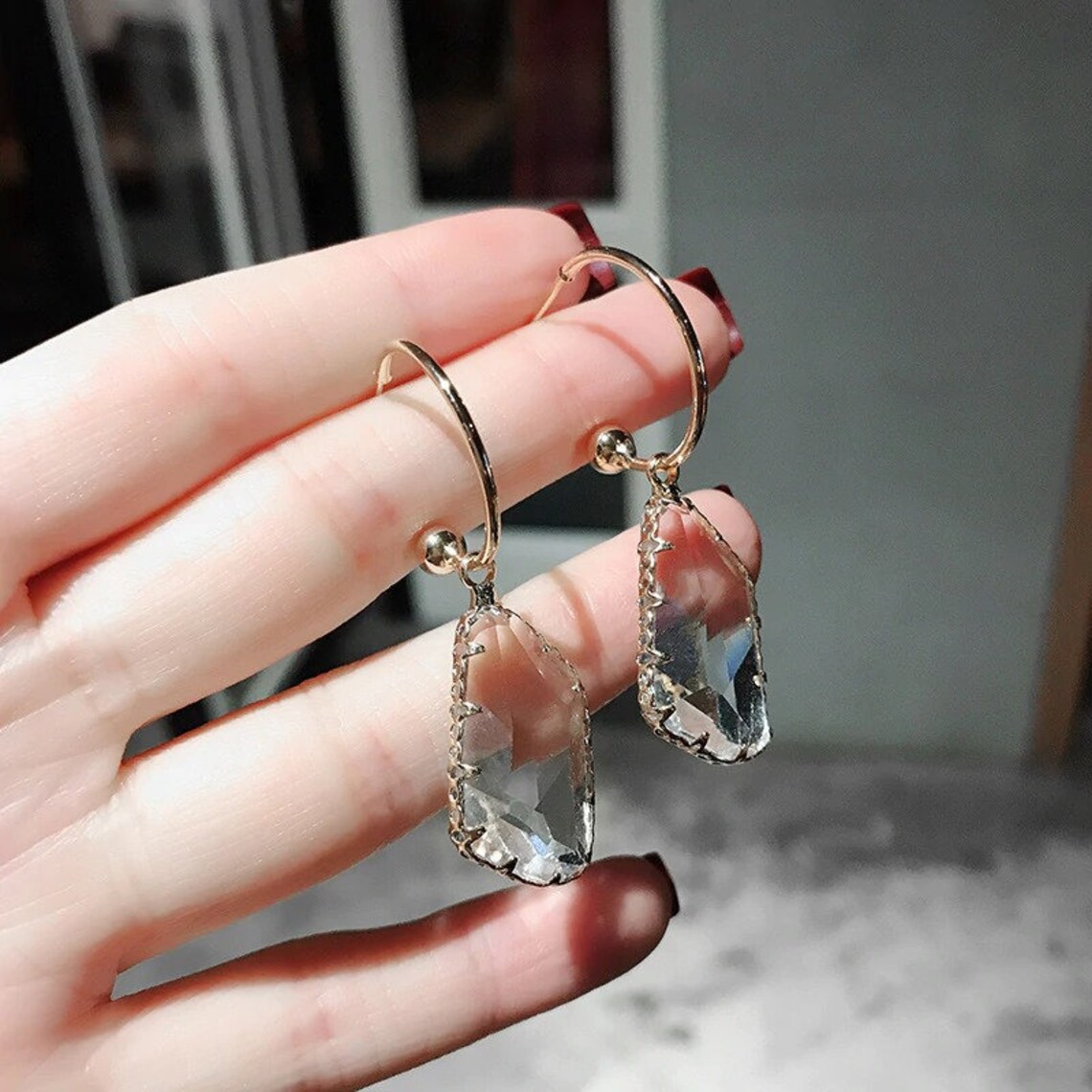 Korean New Design Fashion Jewelry White Transparent Irregular Etsy