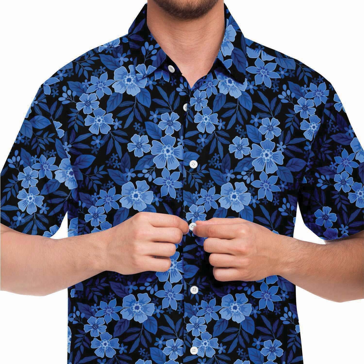 Flower Button Down Shirt Mens Flower Button Shirt Blue Etsy