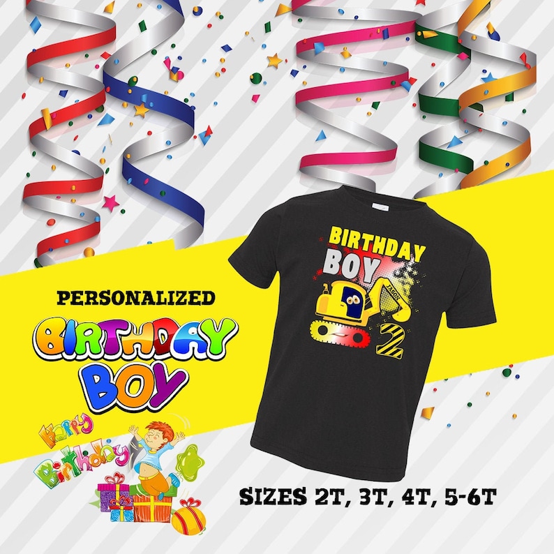 Construction Birthday Tractor Custom Shirt Personalized Birthday Shirt Tractor Birthday Boy Birthday Custom Name and Age Birthday Shirt