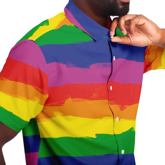 Rainbow Monogram Short-Sleeved Denim Shirt - Men - Ready-to-Wear