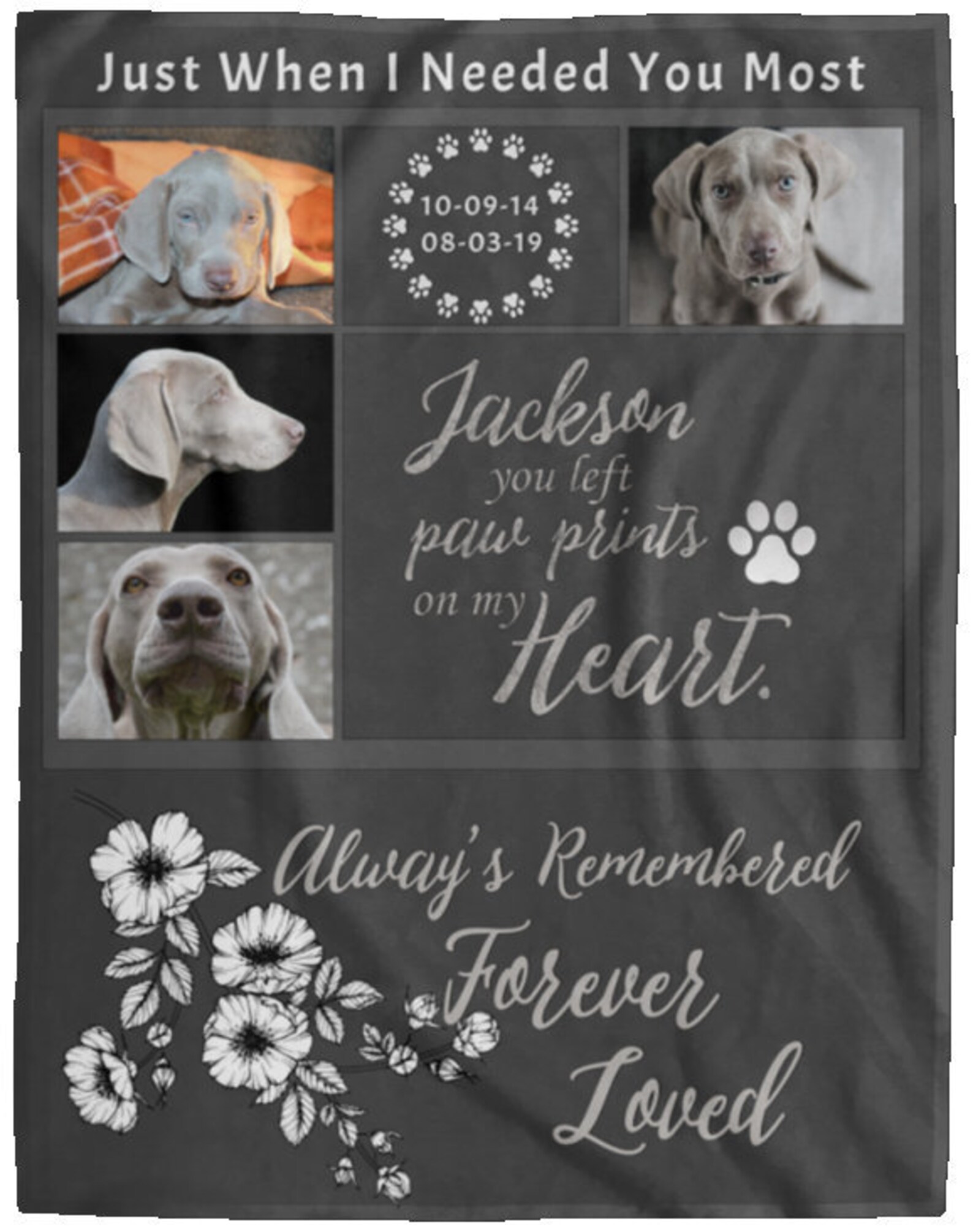 Pet Memorial Blanket Dog Loss Gift Custom Pet Photo Blanket Etsy