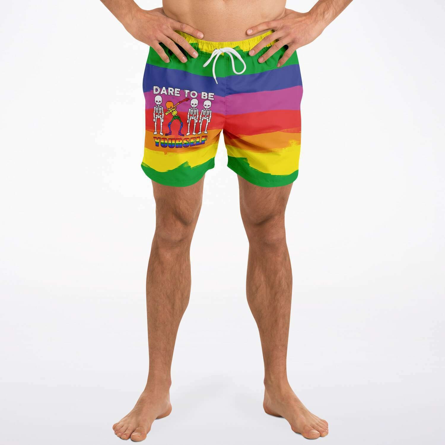 Custom Beach Shorts Rainbow Swim Trunks 