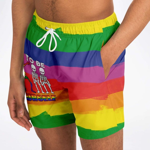 Custom Beach Shorts Rainbow Swim Trunks 