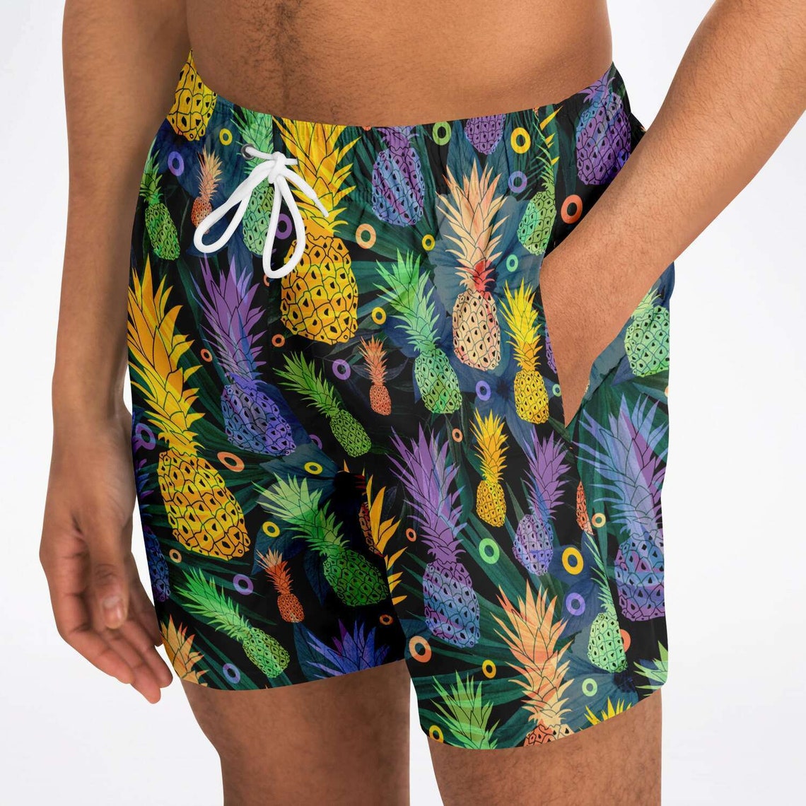 Hawaiian Shirt and Swim Trunks With Pineapple and Flowers - Etsy