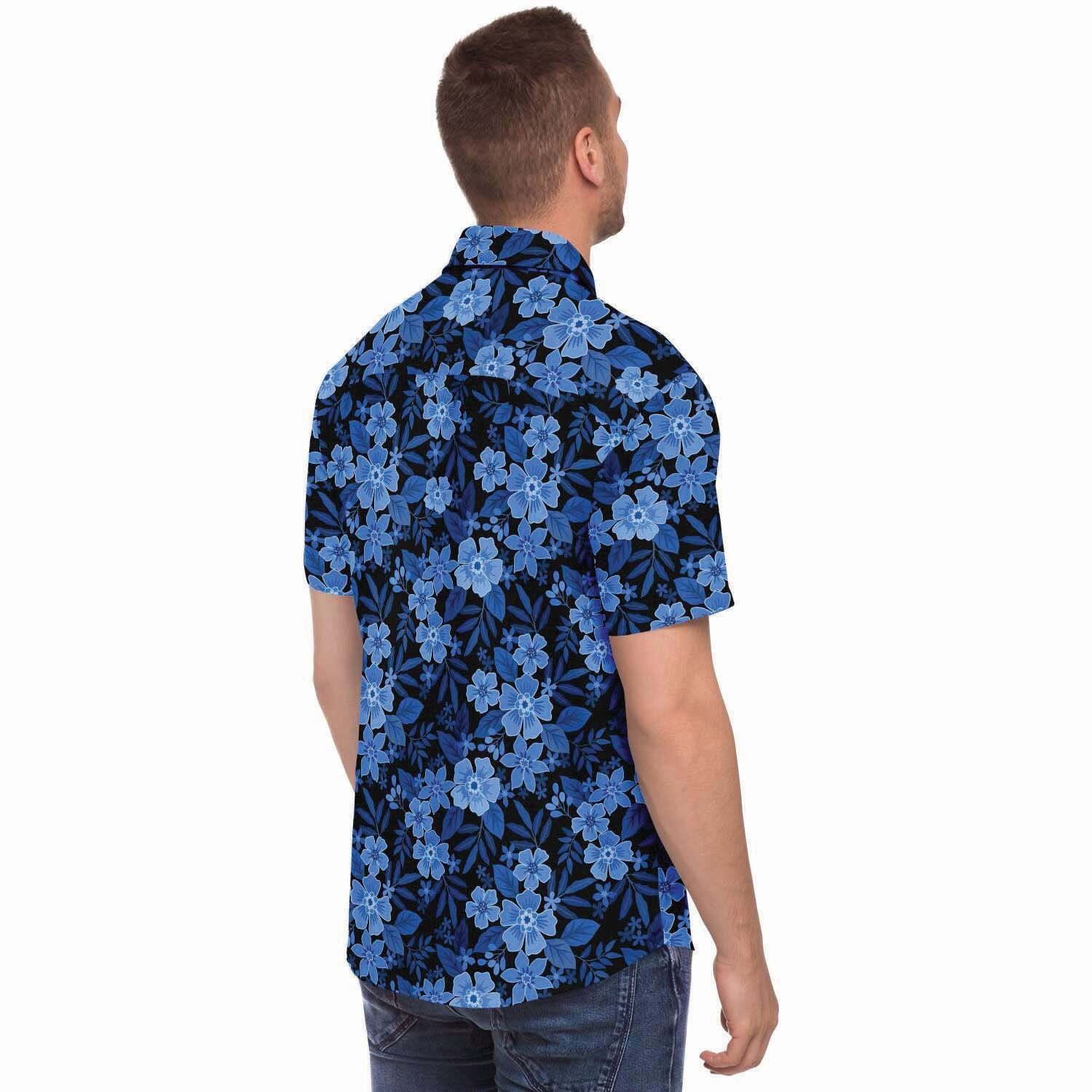 Flower Button Down Shirt Mens Flower Button Shirt Blue | Etsy