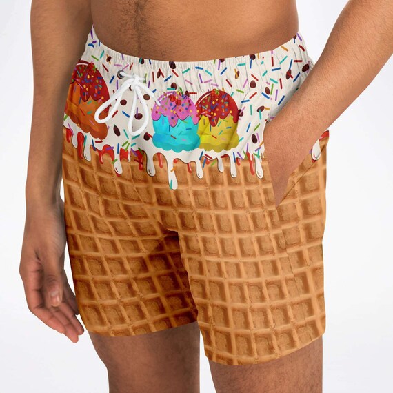 Ice Cream Waffle Beach Shorts Beach Wear Beach Clothing | Etsy