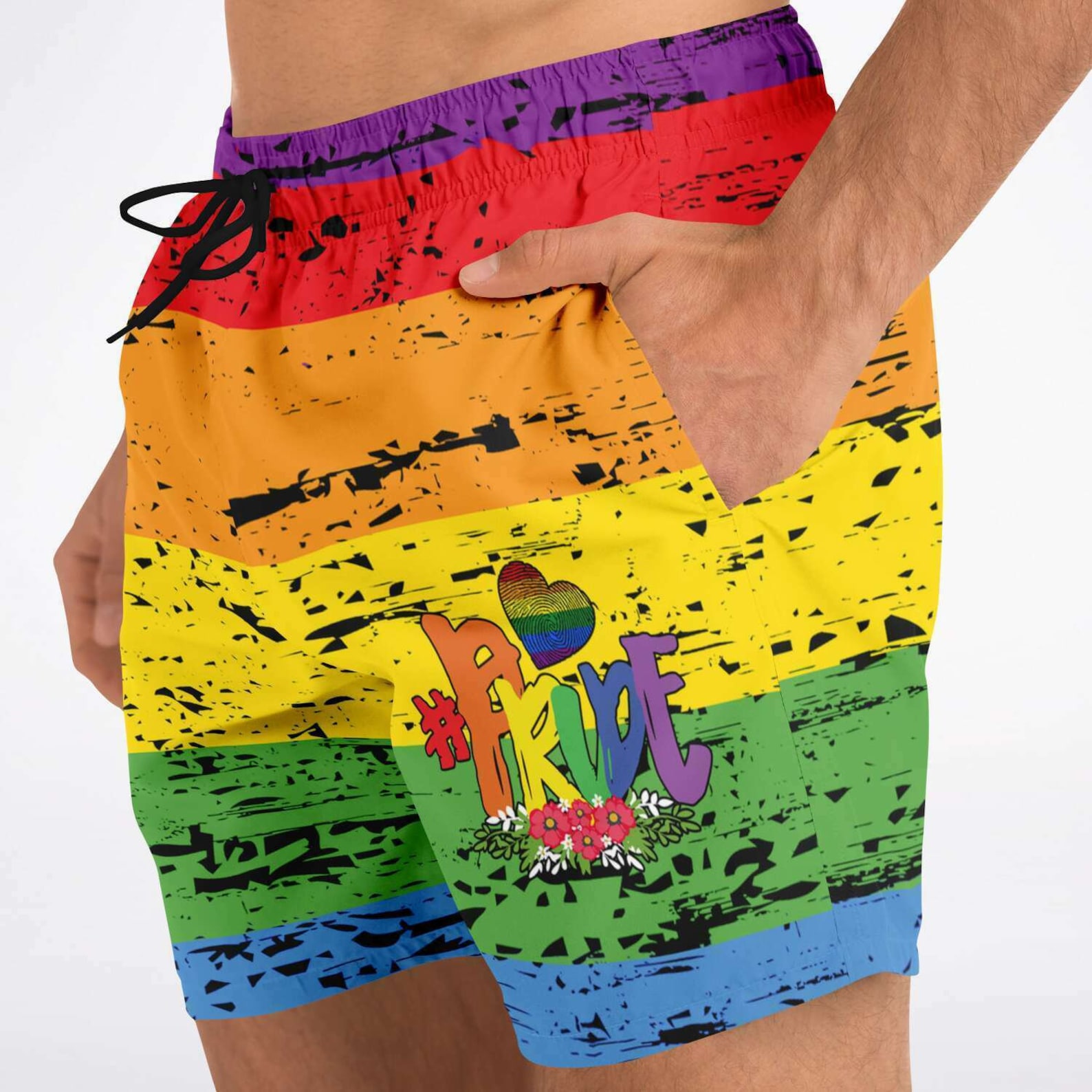 Herren Badehose LGBT Pride Flag - Einfarbig Schwimmhose Mit Mesh