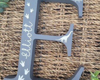 Dinasour bedroom decor, personalised wooden letter, shelf accessories, Dinasours