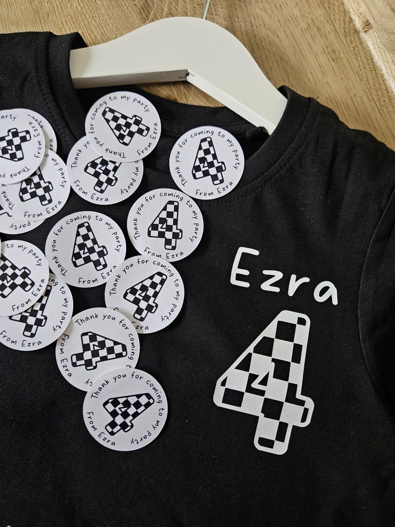 Birthday tshirts, personalised birthday tshirt, checkered number, boys tshirt, personalised tshirt, kids clothing image 3