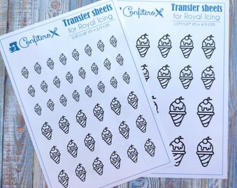 Instant download  Royal Icing Icecream Transfer Sheet , Printable  Icing Transfers, Royal Icing Designs PDF, Cookie Decorating Templates