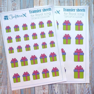 Instant download  Royal Icing Gift Present Transfer Sheet , Printable  Icing Transfers, Royal Icing Designs PDF, Cookie Decorating Templates