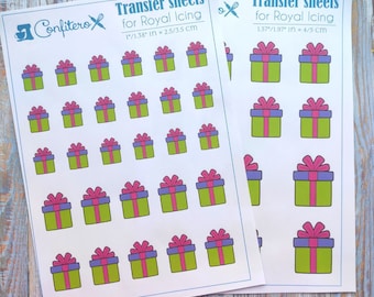 Instant download  Royal Icing Gift Present Transfer Sheet , Printable  Icing Transfers, Royal Icing Designs PDF, Cookie Decorating Templates
