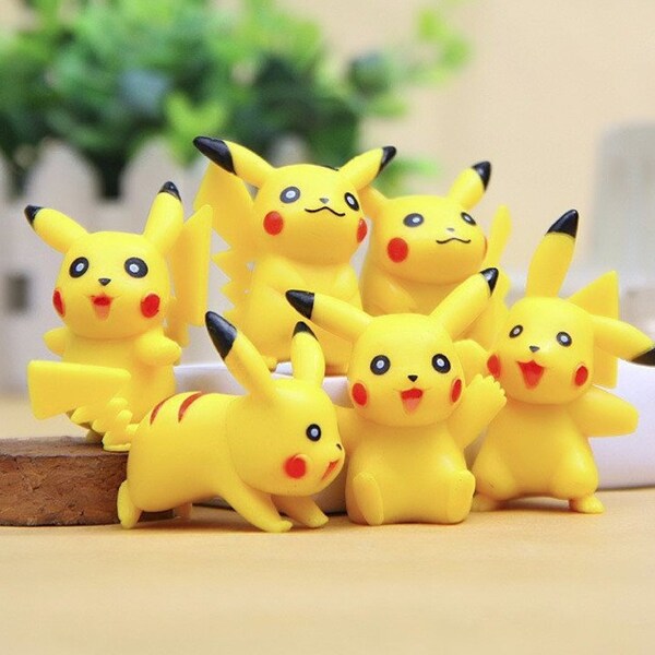 Pikach themed Birthday Cake cupcake Topper 6 PC set Figurines Toy Set  Birthday Cake toppers Figurines Action figures toy cupcakes