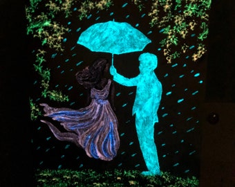 Rain or  Shine - Glow In The Dark Painting - Glowing Art - Endless Love - Spirit - Remembering a Loved One - Sympathy - Romantic - Ghost