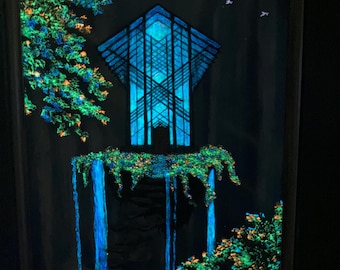 Thorncrown Chapel- Glow In The Dark Painting - Eureka Springs - Glass Chapel in the Woods