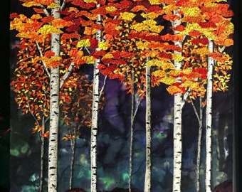 Autumn Forest - Fiber Art - Wall Art - Velvet