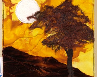 Fall Tree - Fabric Art - Wall Art - Velvet - Cheese cloth