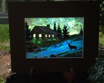 Easy Peace - Glow In The Dark Painting - Glowing Art - Cabin Life - Love of the Outdoors - Retirement Dreams - Father's Day Gift - Deer