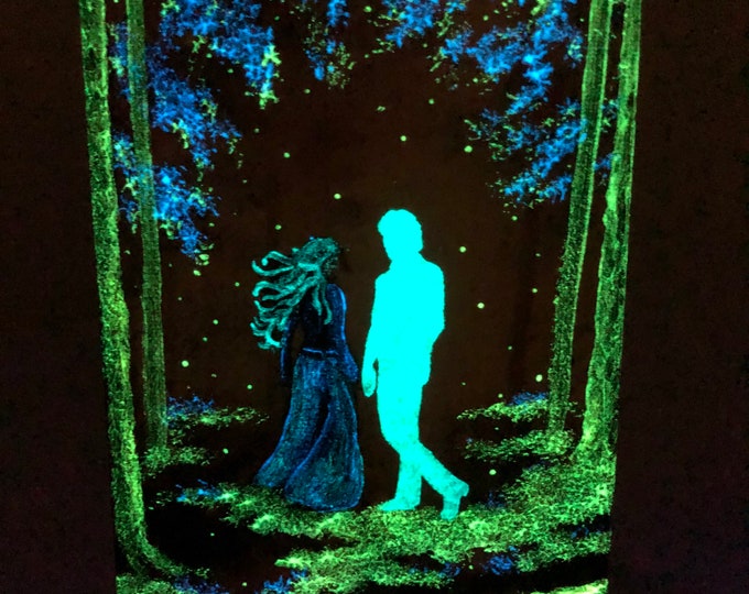 Featured listing image: I'll Wait For You - Glow In The Dark Painting - Endless Love - Spirit - Remembering a Loved One - Sympathy - Romantic - Memorial Gift