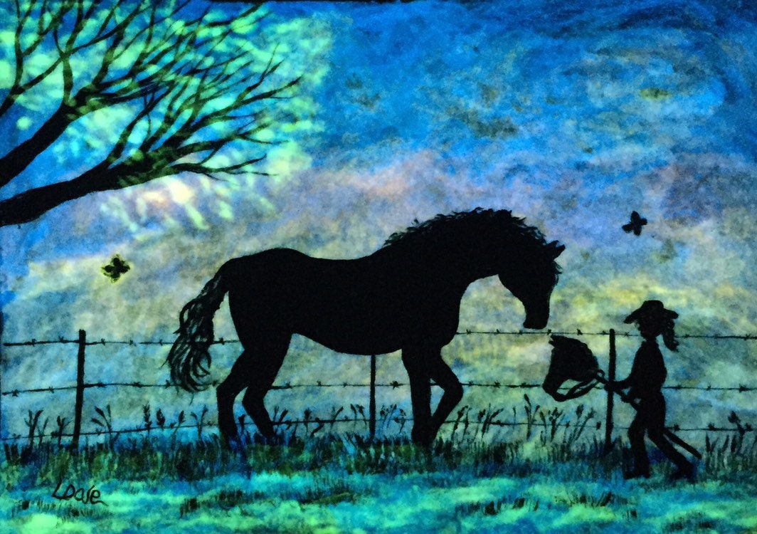 I'll Be Ready Glow In The Dark Painting Horse Horseback Riding