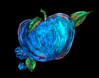 Apples Have Always Been Blue - Glow In The Dark Painting - Glowing Art - Kitchen Decor - Apples - Decorate With Fruit - Think Differently