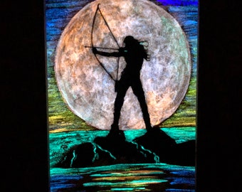 Strength - Glow In The Dark Painting - Glowing Art - Strong Women - Survivor - Archer - Archery - Dragonfly - Symbolic - Island Girl - Arrow