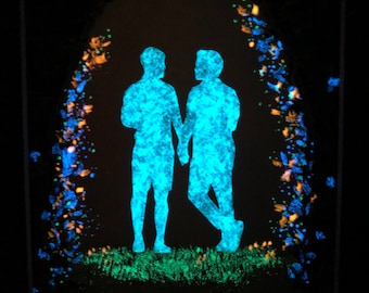 In Our World- Glow In The Dark Painting - Gay Couple - Gay Pride - Gay Men - Mr and Mr - For Partner - Two Husbands - LGBT