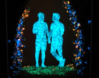 In Our World- Glow In The Dark Painting - Gay Couple - Gay Pride - Gay Men - Mr and Mr - For Partner - Two Husbands - LGBT