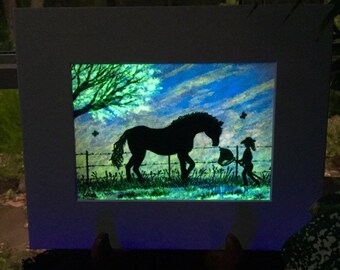 I'll Be Ready - Glow In The Dark Painting -  Horse - Horseback Riding  - Barrel Racer - Little Girl Gift - Gift For Her - Cowgirl