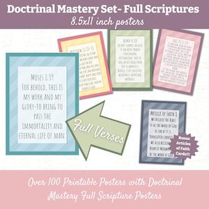8.5x11 LDS Doctrinal Mastery Posters Full Scripture Verses, Church of Jesus Christ of Latter Day Saints, Child of God, Full Verse