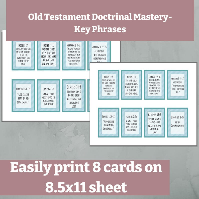 Updated 2024 LDS Doctrinal Mastery Cards, Old Testament, LDS Seminary ...