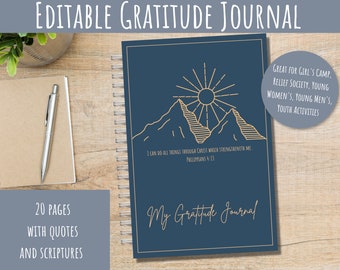 Editable Journal, Scripture Verses and Quotes from Church Leaders, Girl's Camp, Relief Society Gift, Young Women Gift, Ministering Gift
