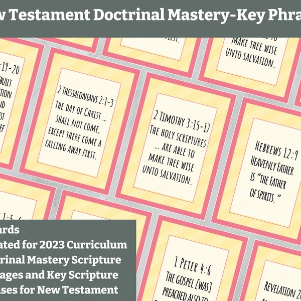 Updated 2023 LDS Doctrinal Mastery Cards, New Testament, LDS Seminary, Come Follow Me, LDS flashcard, bible, Armor of God,Child of God