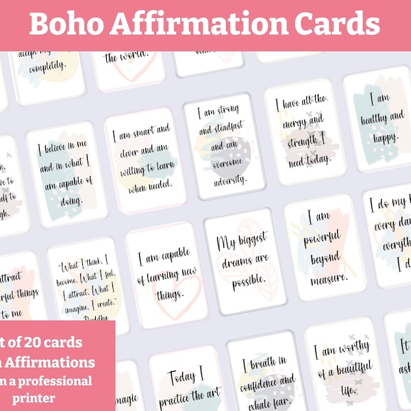 Boho Affirmation Cards, teen gift, tween, young adult, lunch box notes, boho style, back to school, affirmation cards, law of attraction