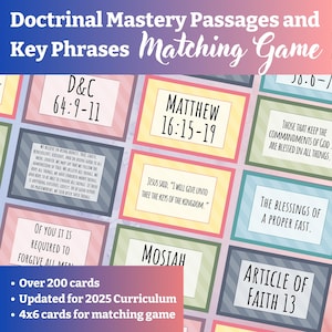 4x6 Matching Game, LDS Doktrinen Schriftstellen und Schlüsselbegriffe in der Schrift, Kirche Jesu Christi der Heiligen der Letzten Tage, Seminar