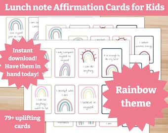 Rainbow Affirmation Cards for Kids: Lunch Box Notes (Digital Download)