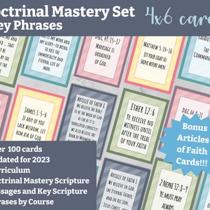 4x6 LDS Doctrinal Mastery Scripture Passages and Key Scripture Phrases, Church of Jesus Christ of Latter Day Saints, Child of God, Seminary