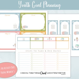 2023 LDS Youth Goals Printable, Young Women's Activity, Activity Day's Goals, LDS Youth Program, girls camp, Church of Jesus Christ