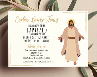Jesus Christ LDS Baptism Invite Printable, Editable, Printable Invitation for Baptism